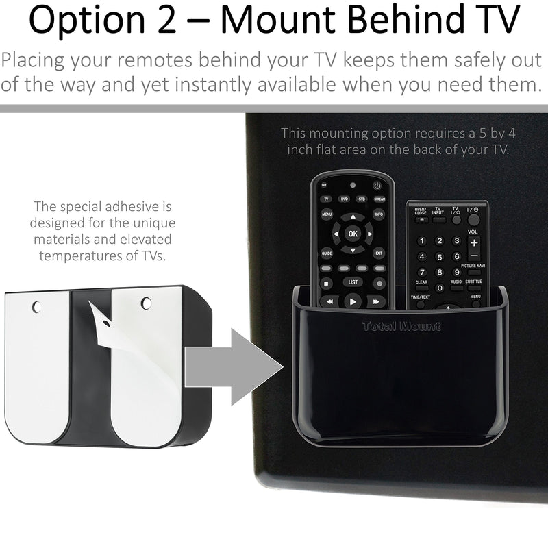  [AUSTRALIA] - TotalMount Universal Remote Control Holders (2 Pack) – Attach to Wall or Back of TV – Compatible with All TV Remotes (Premium Black, Large) Premium Black