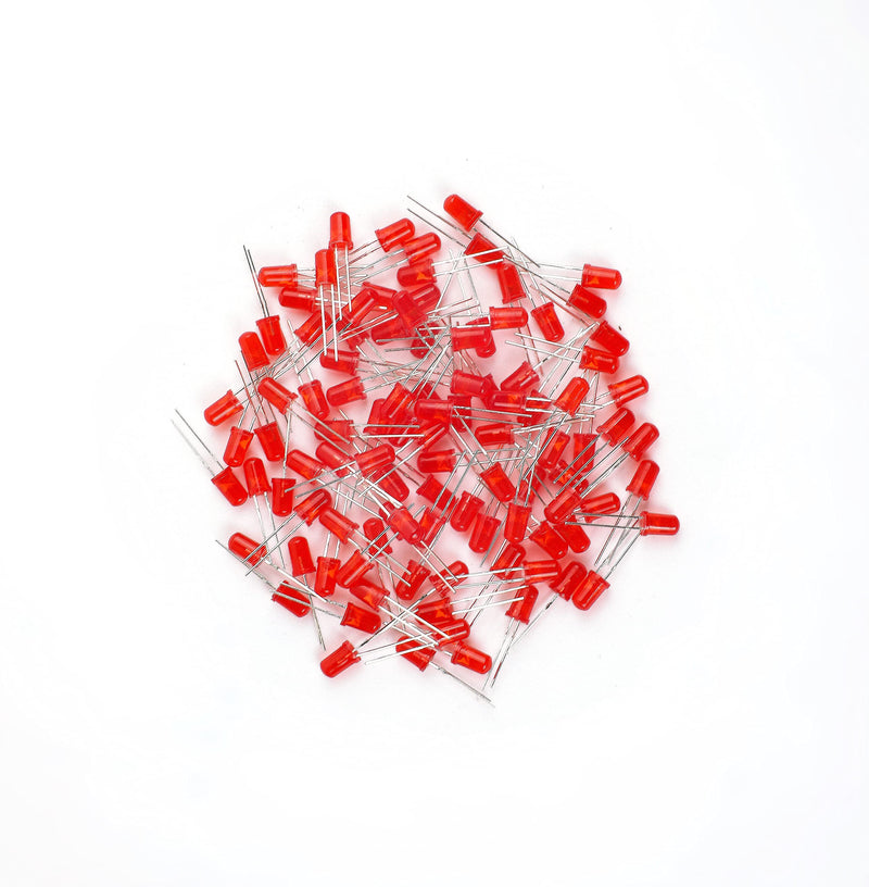  [AUSTRALIA] - OWOFYDR 100 5mm red diffused LED diode lamp (Color Lens Frosted Round DC 2V 20mA) Lighting Bulb lamp Electronic Component Indicator Light Emitting diode Red - 100pcs