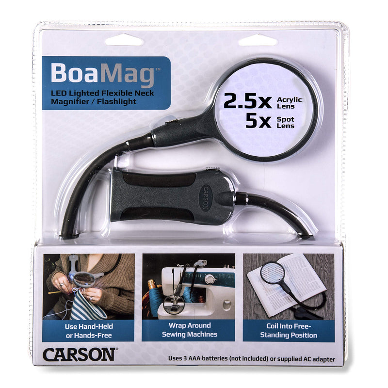 Carson BoaMag 2.5x LED Lighted Flexible Neck Magnifier and Flashlight (SM-22) - LeoForward Australia