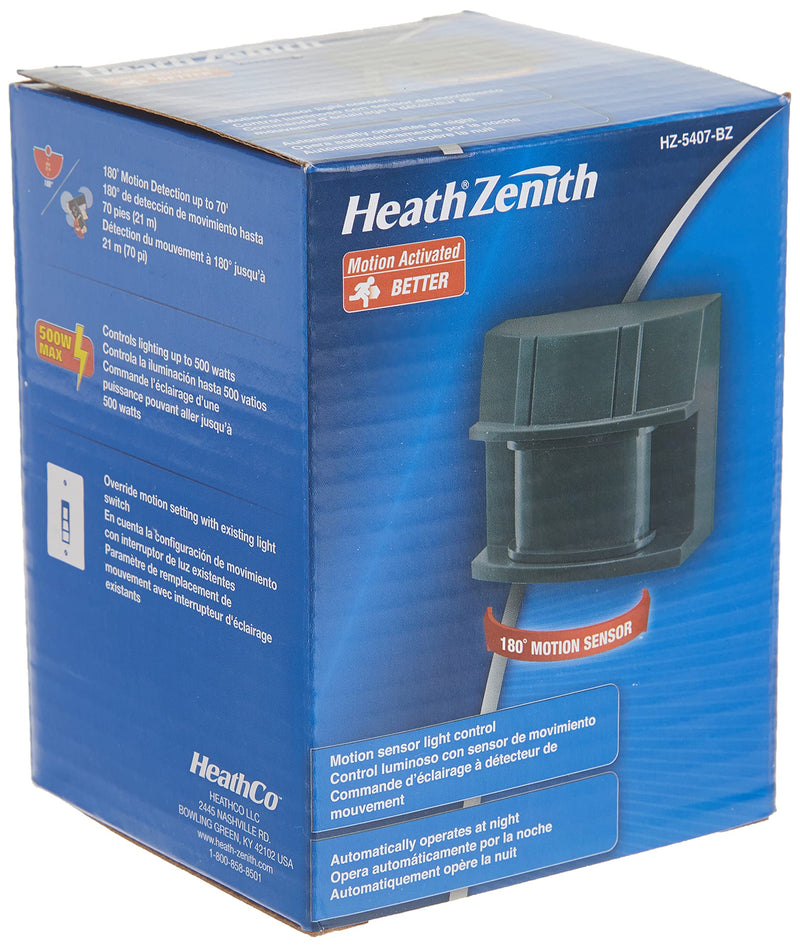  [AUSTRALIA] - Heath Zenith S SL-5407-BZ 180-Degree Replacement Sensor, Selectable Timer, Adjustable Detection Sensitiity Upto 70Feet Range, LED Indicates Motion Sensed (Day or Night), 500W, Br, 1-(Pack), Bronze 1-(Pack)