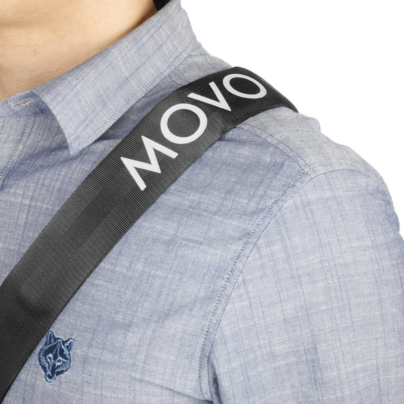  [AUSTRALIA] - Movo NS-201 Nylon-Webbed Camera Strap with Gel Shoulder Strap for DSLR's and Binoculars (Black) Black