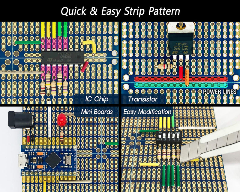  [AUSTRALIA] - ElectroCookie Snappable PCB, Strip Board with Power Rails for Electronics Projects Compatible for DIY Arduino Soldering Projects, Gold-Plated, 3.8"x3.5" (3 Pack, Blue) 1.Blue