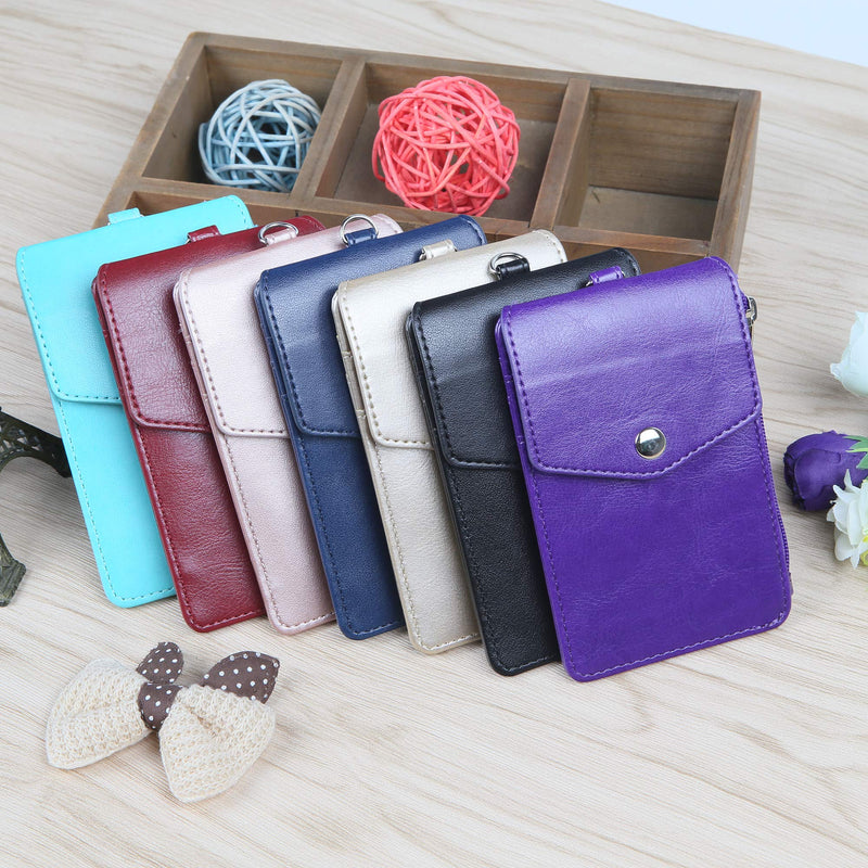  [AUSTRALIA] - Teskyer Leather Badge Holder with Zipper Pocket,1 Clear ID Window and 3 Card Slots with Secure Cover, Premium Leather ID Holder with Nylon Lanyard for Office School ID, Credit Cards, Driver Licence Black