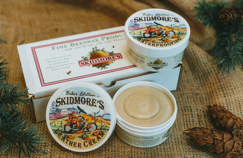  [AUSTRALIA] - Skidmore's Biker Edition Leather Care Gift Set | Leather Cream and Waterproofing Kit for Your Motorcycle | Natural and Non-Toxic Formula | Made in The USA