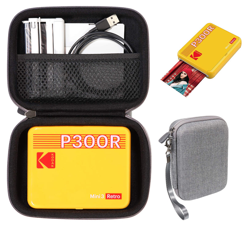  [AUSTRALIA] - CaseSack Case for Kodak Mini 3 Retro, Mini Shot 3 Retro 2-in-1, Zink Kodak Step Printer, All-New Mini 3 Square, mesh Accessories Pocket, Detachable Wrist Strap (Tweed Gray) Tweed gray