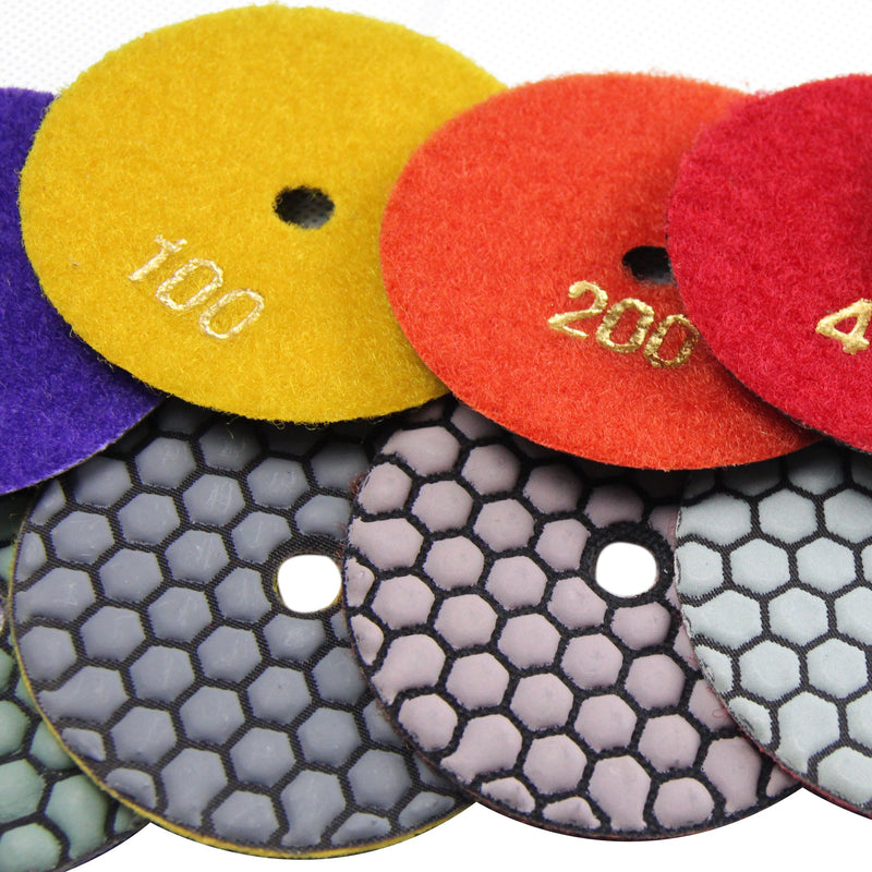  [AUSTRALIA] - Konfor 4" Dry/Wet Diamond Polishing Pads 7 Pieces for Granite Marble Concrete Stone Repair 4 Inch