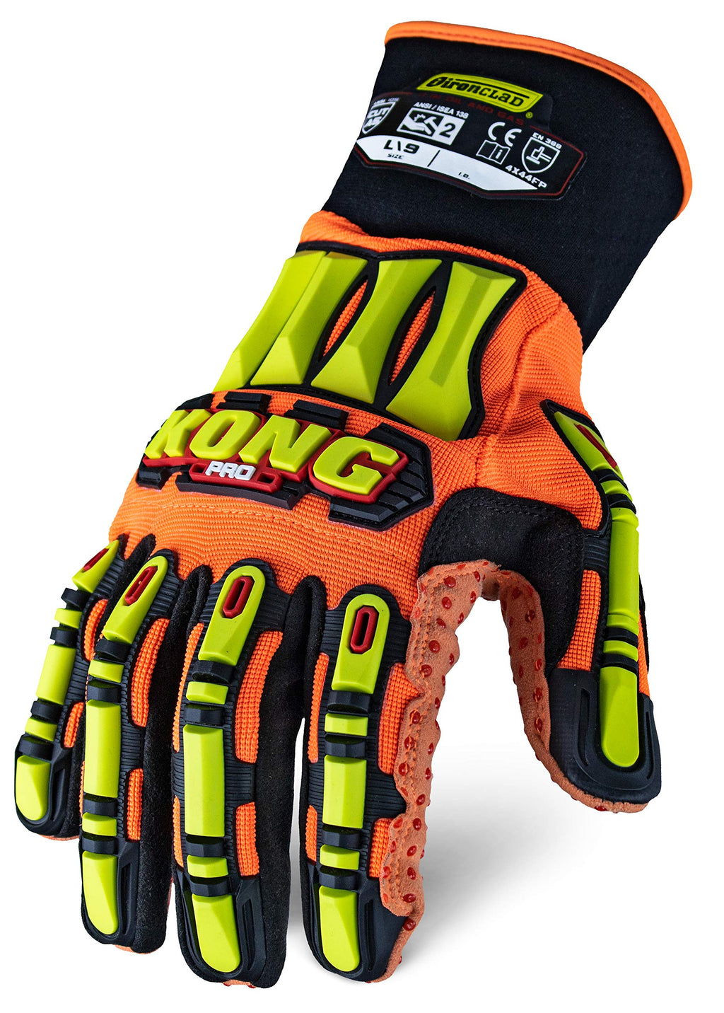  [AUSTRALIA] - Ironclad KONG Pro Hi-Viz Glove; TPR Impact Protection, A6 Cut Resistant, Level 5 Abrasion, Sized S, M, L, XL, XXL, XXXL (SDX2P-04-L) Large (Pack of 1)