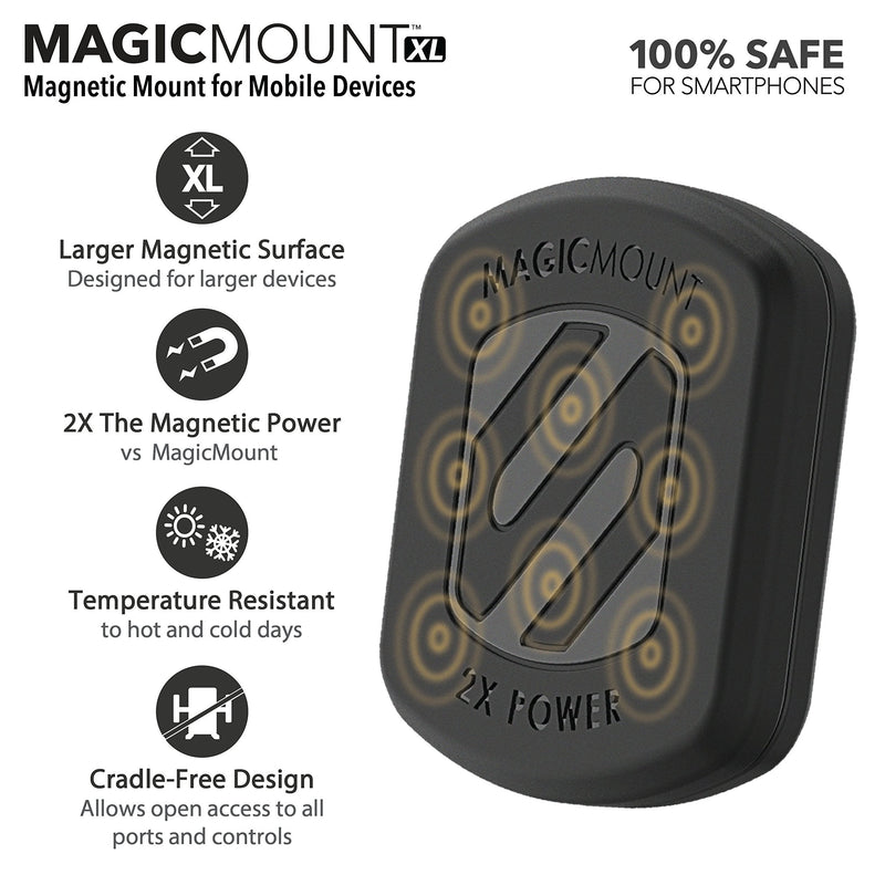  [AUSTRALIA] - Scosche MAGTHD2 MagicMount XL Magnetic Suction Cup Phone Mount for Car Dash, Window or Flat Surface, Adjustable, Stick Grip Base with Magnet, Black Holder