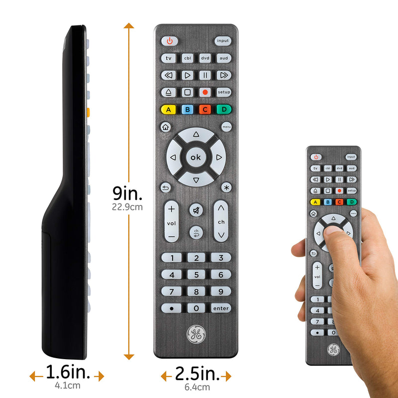  [AUSTRALIA] - GE Backlit Universal Remote Control for Samsung, Vizio, LG, Sony, Sharp, Roku, Apple TV, TCL, Panasonic, Smart TV, Streaming Players, Blu-Ray, DVD, Simple Setup, 4-Device, Graphite, 48848 4 Device Backlit