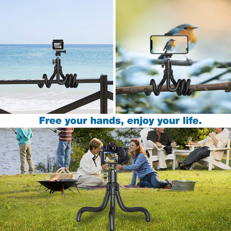  [AUSTRALIA] - Phone Tripod, Portable Cell Phone Camera Tripod Stand with Wireless Remote, Flexible Tripod Stand for Selfies/Vlogging/Streaming/Photography Compatible with All Cell Phone, Sports Camera GoPro
