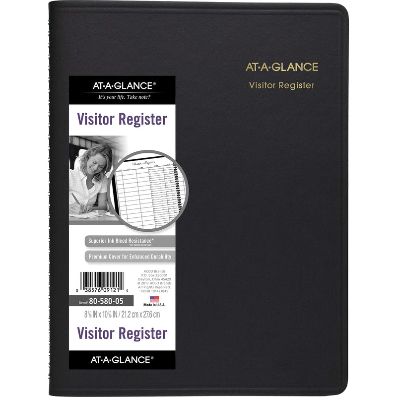 AT-A-GLANCE 8058005 Recycled Visitor Register Book, Black, 8 1/2 x 11 - LeoForward Australia