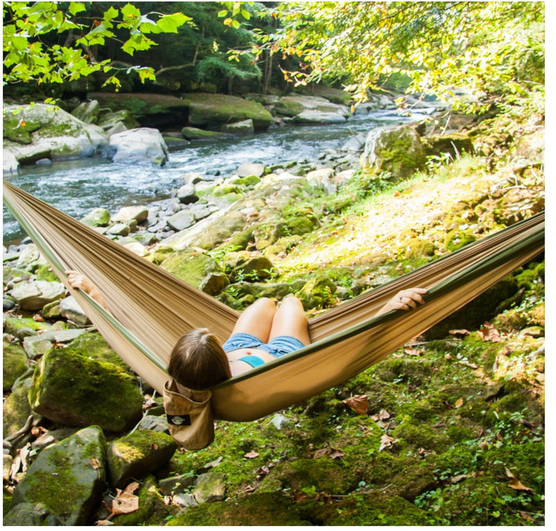  [AUSTRALIA] - Legit Camping - Double Hammock - Lightweight Parachute Portable Hammocks for Hiking, Travel, Backpacking, Beach, Yard Gear Includes Nylon Straps & Steel Carabiners Graphite/Seagreen
