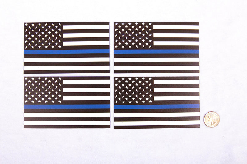  [AUSTRALIA] - Thin Blue Line American Flag Magnet Decal 5 inch x 3 Inch 4 Pack - Heavy Duty for Car Truck SUV - in Support of Police and Law Enforcement Officers