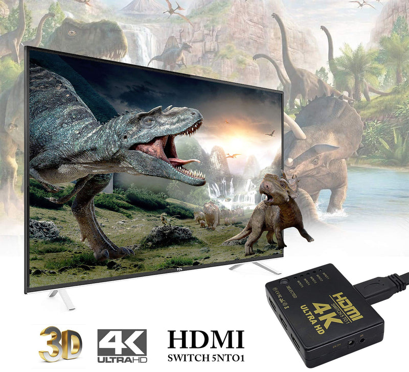  [AUSTRALIA] - zdyCGTime HDMI1.4 switcher with IR Remote Control 4K Smart 5 Ports with Power Supply,1080P HD Video HDMI 5 in 1 Out,for Digital HD TV with HDMI interfaces,Set-top Boxes,DVD and Other Devices.(1Pack)