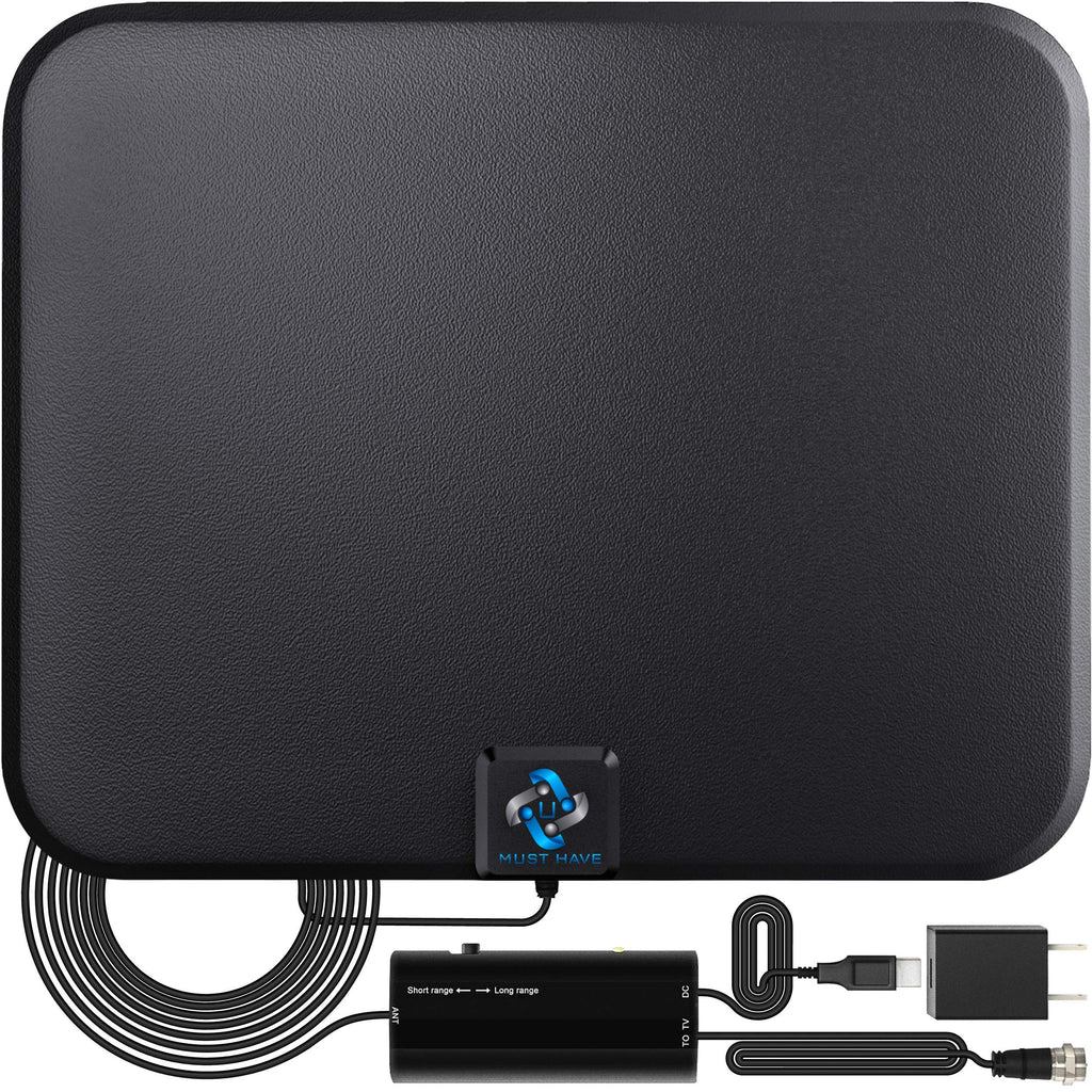  [AUSTRALIA] - 2023 Amplified HD Digital TV Antenna Long 250+ Miles Range - Support 4K 8K 1080p Fire tv Stick and All TV's - Indoor Smart Switch Amplifier Signal Booster - 18ft HDTV Cable/AC Adapter Black