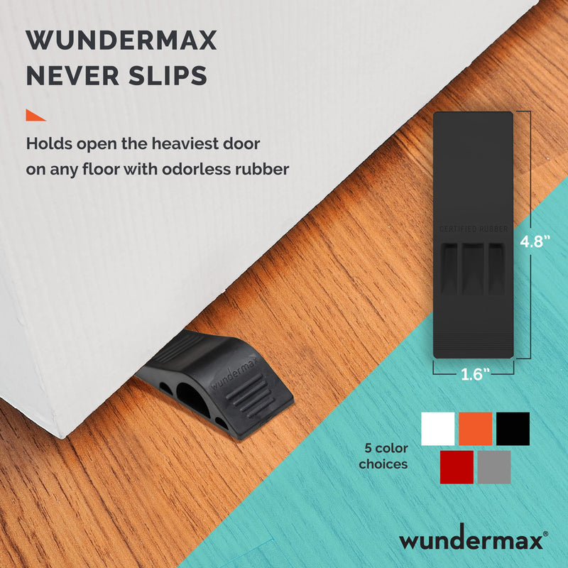  [AUSTRALIA] - Wundermax Door Stoppers - Rubber Security Wedge for Bottom of Door on Carpet, Concrete, Tile, Linoleum & Wood - Heavy Duty Door Stop - Home Improvement - 3 Pack - Gray