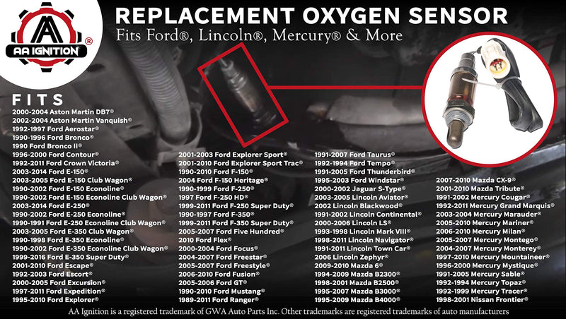 Replacement Oxygen Sensor - Replaces 15717, 15716, ZZC318861, XR3Z9G444CA - Compatible with Ford, Lincoln, Mercury & Mazda - Ranger, Mustang, Expedition, Explorer, Escape, F150, Tribute - LeoForward Australia