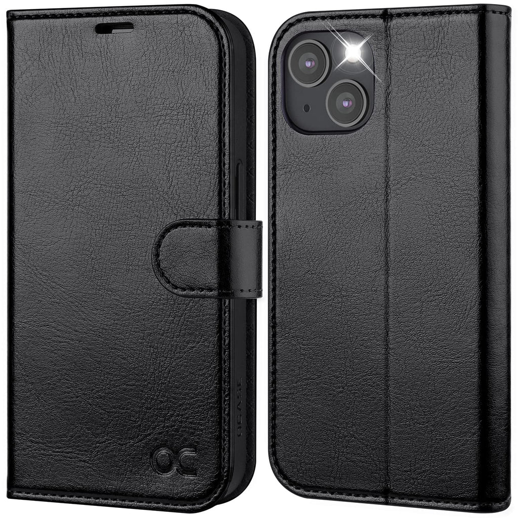  [AUSTRALIA] - OCASE Compatible with iPhone 14 Wallet Case, PU Leather Flip Folio Case with Card Holders RFID Blocking Kickstand [Shockproof TPU Inner Shell] Phone Cover 6.1 Inch 2022 (Black) Black