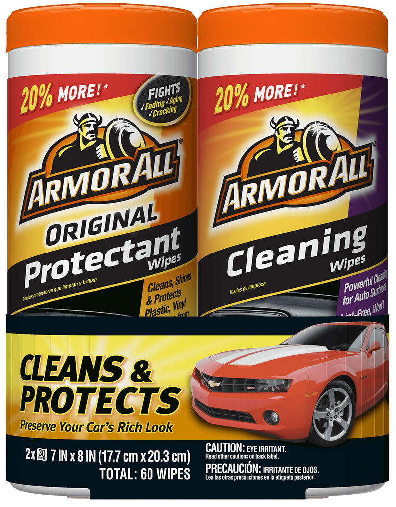 Armor All Car Interior Cleaner Protectant Wipes - Cleaning for Cars And Truck And Motorcycle, 30 Count (Pack of 2), 18779 Pro & Clean (60 Count) - LeoForward Australia