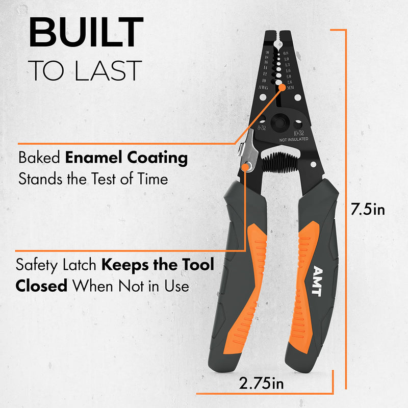  [AUSTRALIA] - AMERICAN MUTT TOOLS Hybrid Wire Strippers Electrical – Small Wire Stripper Tool 22 – 10 AWG | Commercial Wire Stripping Tool Kit, Wire Cutter Stripper Pliers, Electric Wire Stripper for Electrician