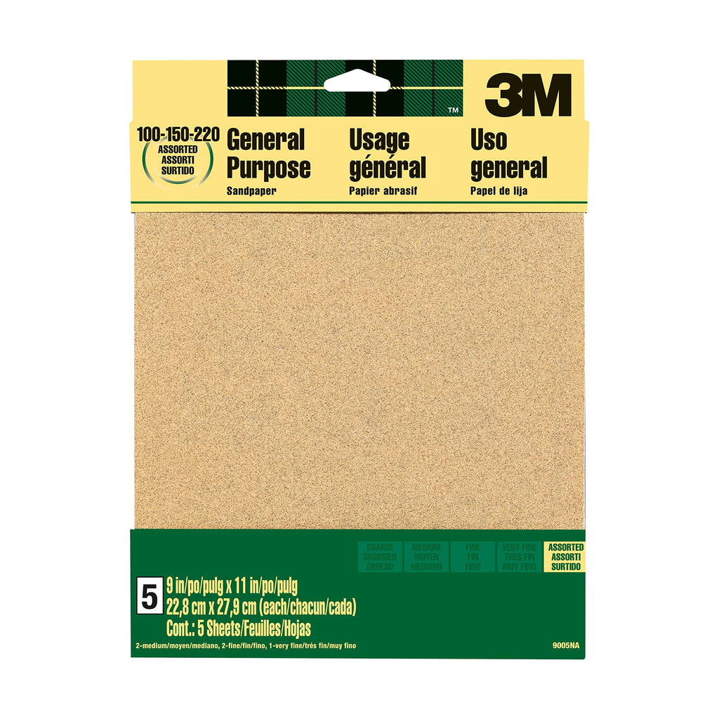  [AUSTRALIA] - 3M Aluminum Oxide Sandpaper, Assorted Grits, 9-in x 11-in Sheets (9005NA) Assorted Grit 9 in x 11 in