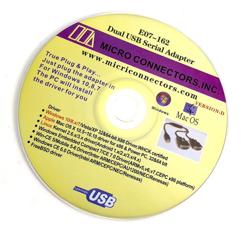 Micro Connectors, Inc. Plug and Play USB to Dual Serial DB9 Adapter Windows 10 / Win 8/ 7/ XP/ Vista / Mac (E07-162) 1 ft USB 2.0 (A-M to Dual Serial DB9-M) Black - LeoForward Australia