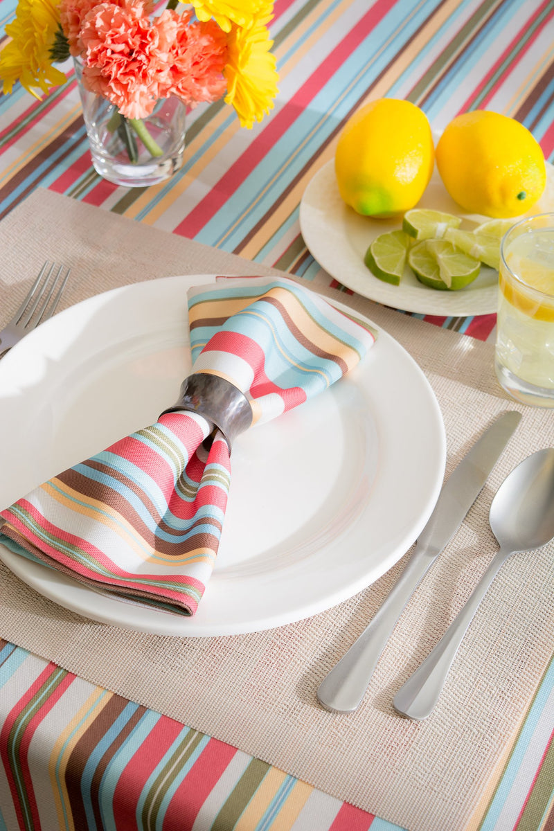 DII Summer Stripe Outdoor Tabletop Collection, Stain Resistant & Waterproof, 60x84" w/Zipper, Stripe Tablecloth, 60x84" w/Zipper - LeoForward Australia