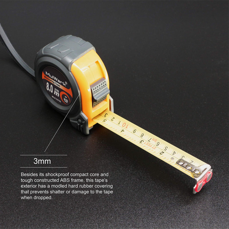  [AUSTRALIA] - MulWark 26ft Measuring Tape Measure by Imperial Inch Metric Scale with Both-Side Metal Blade,Magnetic Tip Hook and Shock Absorbent Case-for Construction,Contractor,Carpenter,Architect,Woodworking