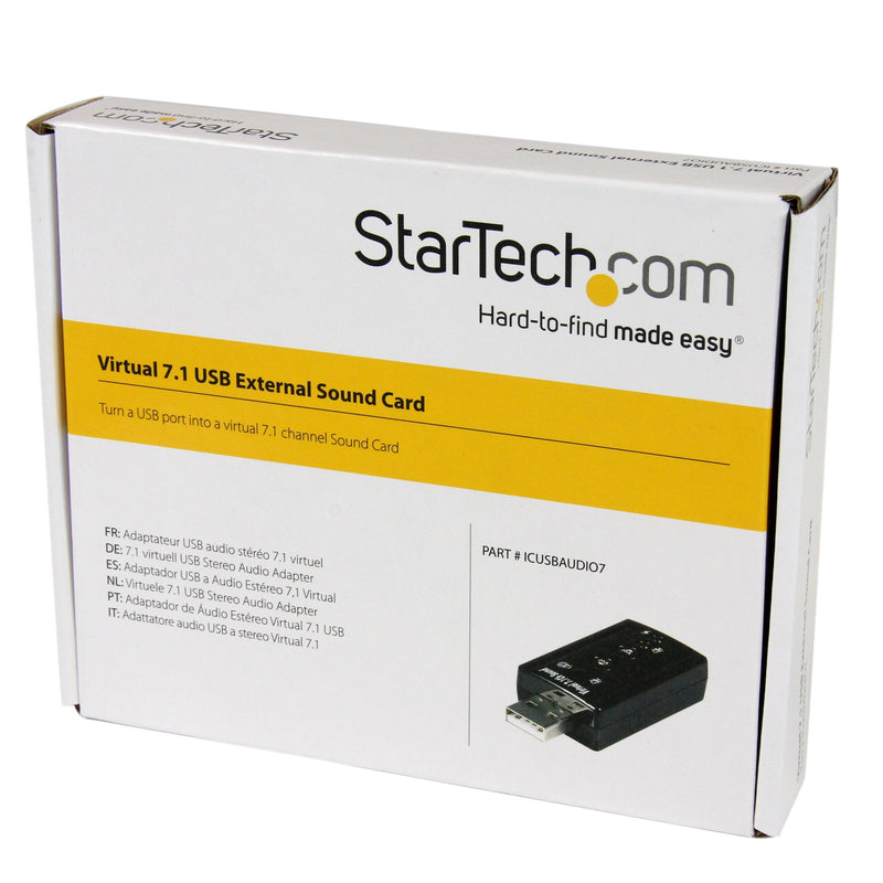  [AUSTRALIA] - StarTech.com Virtual 7.1 USB Stereo Audio Adapter External Sound Card - Sound card - stereo - USB 2.0 - ICUSBAUDIO7,Black