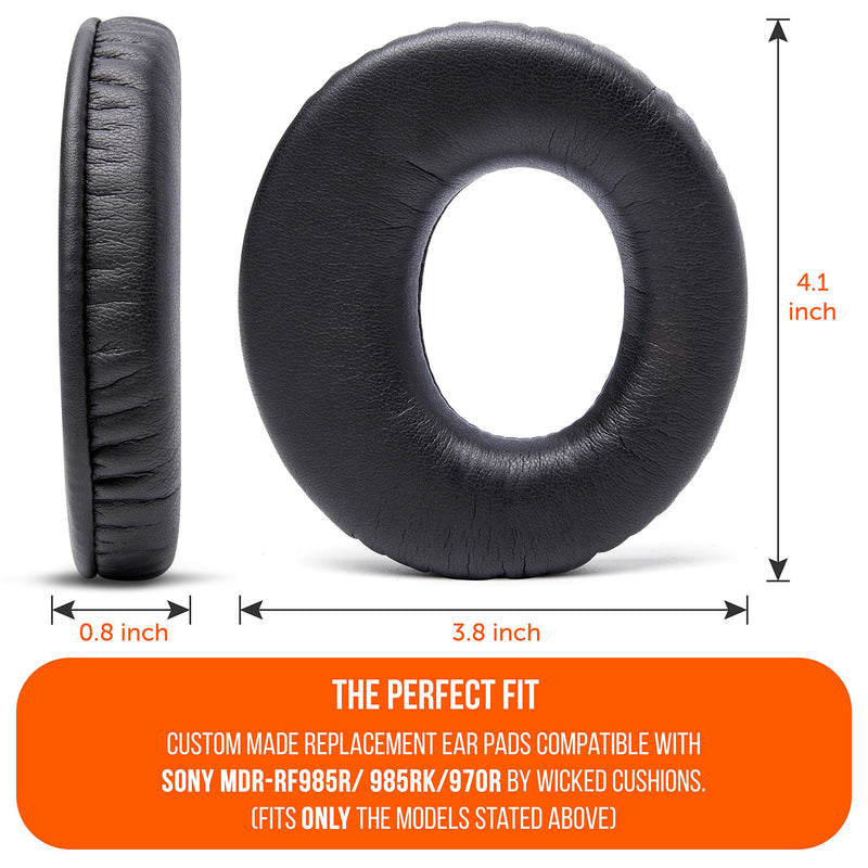  [AUSTRALIA] - WC Replacement Ear Pads for Sony MDR-RF985R RF970 RF970RK RF960RK RF960R RF925RK & MDR-DS6500 Headphones | Softer Leather, Luxurious Memory Foam, Added Thickness, Enhanced Noise Isolation | Black
