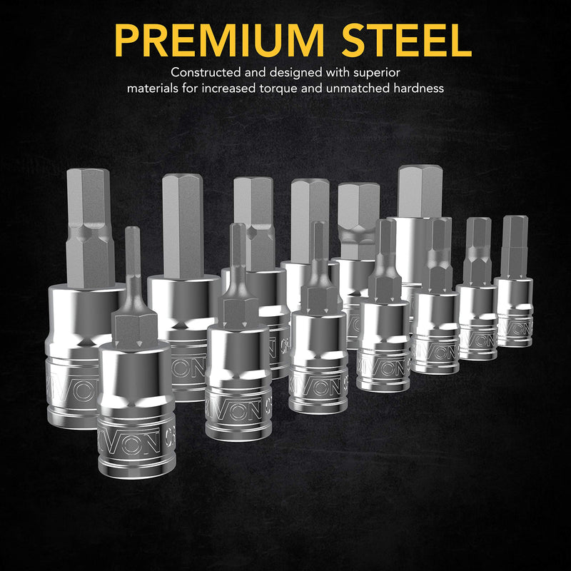  [AUSTRALIA] - LEXIVON HEX Bit Socket Set, Premium S2 Alloy Steel | 13-Piece Metric 2mm - 14mm Set | Enhanced Storage Case (LX-141)