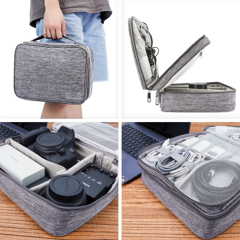  [AUSTRALIA] - Electronics Organizer, Three-Layer Waterproof Travel Cord Organizer for Power Banks, Hard Drives, Chargers, Phones, USB, Data Lines, Gray