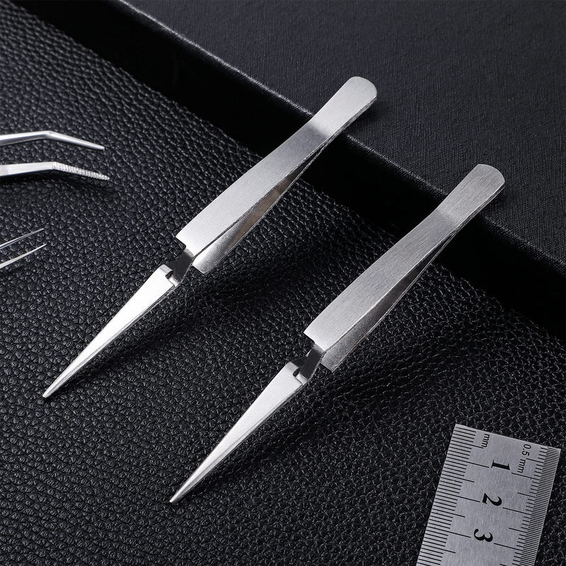  [AUSTRALIA] - Minatee, 3 Pieces Reverse Tweezers Locking for Crafting Cross Electronics Action Forceps Tension Stainless Steel Craft Jewelry Laboratory, Minatee