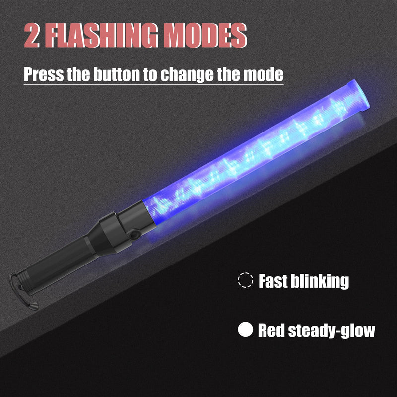  [AUSTRALIA] - 2PC 21 inch Blue Signal Traffic Safety Baton Multifunction Traffic Wand with 2 Flashing Modes, Using 2 D-Size Batteries (Not Included) 2 PACK