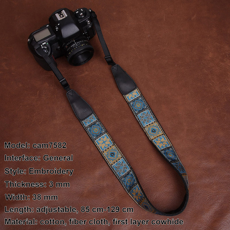  [AUSTRALIA] - Camera strap, length adjustable Blue Embroidery