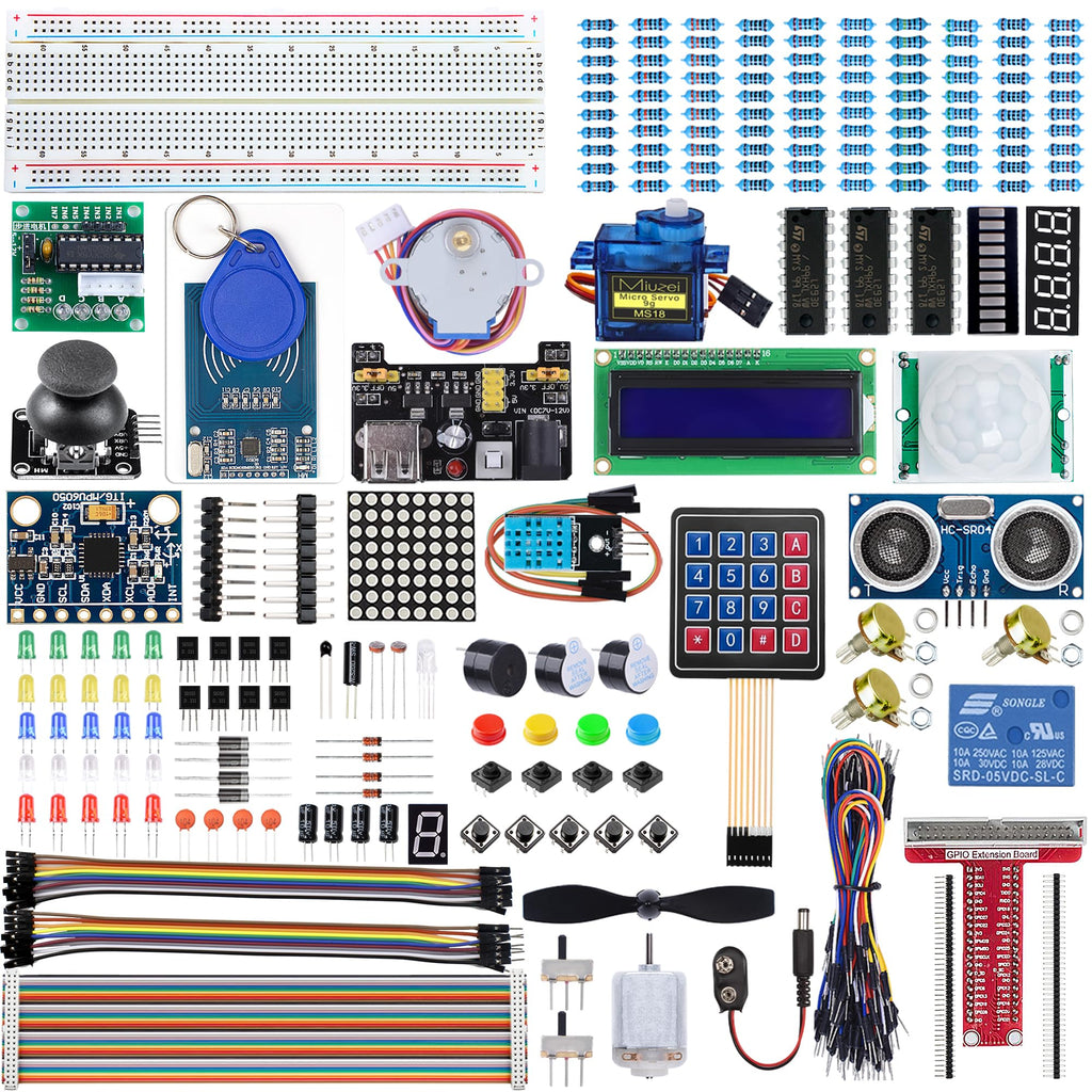  [AUSTRALIA] - Miuzei Starter Kit for Arduino Projects Electronics Kit with Breadboard with 58 Lessons, 235 Components LC Display, Breadboard, Sensors, Relays, GPIO Expansion, for Raspberry Pi Course