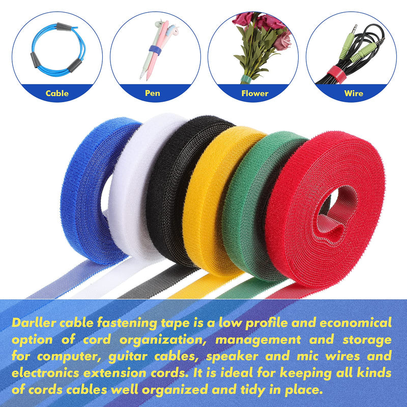  [AUSTRALIA] - Fastening Tape Cable Ties Reusable Fastening Nylon Tape Double Side Hook Roll Hook and Loop Straps Wires Cords Management Wire Organizer Straps (Rainbow Color,1/2 Inch x 30 Yard)