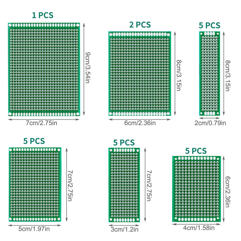  [AUSTRALIA] - Miuzei PCB Board Prototype Kit for Electronic Projects, Circuit Solder Double-Side Board with 40 Pin 2.54 mm Male to Female Headers Connector, 2P&3P Screw Terminal Block, Solder Flux, Solder Wire