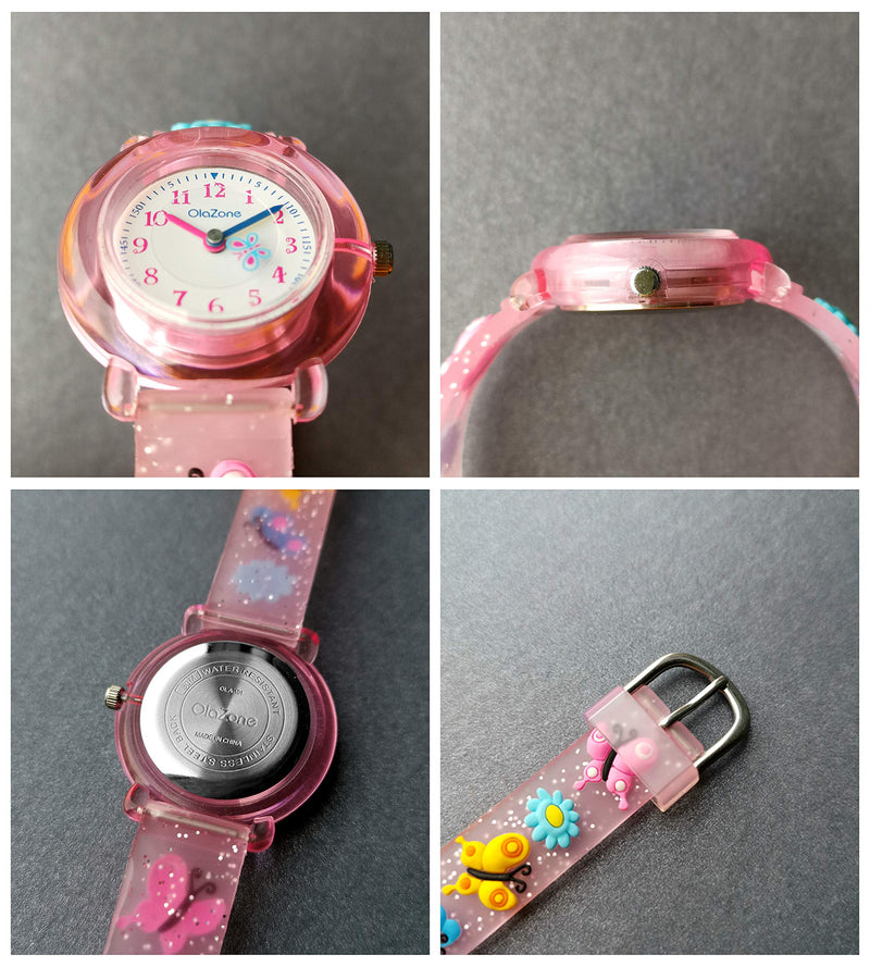 Girls Analog Watch Kids 3D Cartoon Waterproof Wrist Watch for 5-7 Year PINK - LeoForward Australia