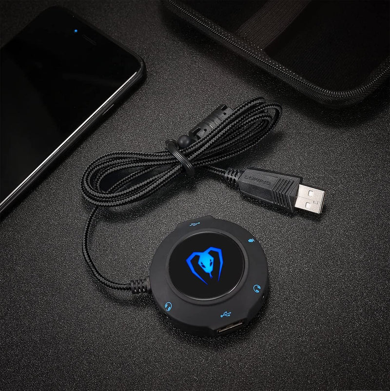  [AUSTRALIA] - Micolindun External Sound Card USB Hubs Audio Adapter to USB Port & 3.5mm Audio & Micro Jack for PC Laptop. Plug and Play (Blue) blue