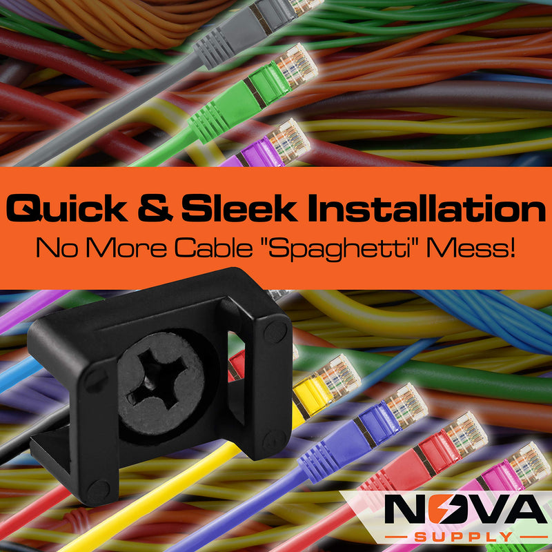  [AUSTRALIA] - Pro-Grade, Slim, 1x .6 Cable Tie Mounts With Screws 100 Pack. High Strength, Black Zip Tie Bases For Wire Management. Permanently Anchor To Wall, Desk or Baseboard. Run Cords at Your Home or Office