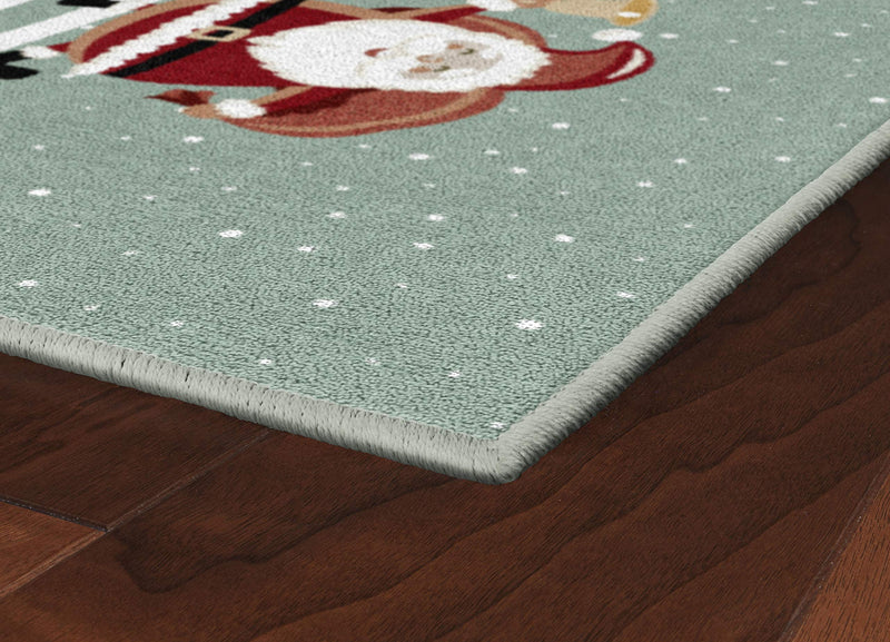  [AUSTRALIA] - Brumlow MILLS Holiday Greeting Jingle Washable Festive Christmas Santa and Reindeer Indoor or Outdoor Holiday Rug for Living or Dining Room, Bedroom and Kitchen Area, 20" x34, Grey, EW20562-20X34BH 1'8" x 2'10"