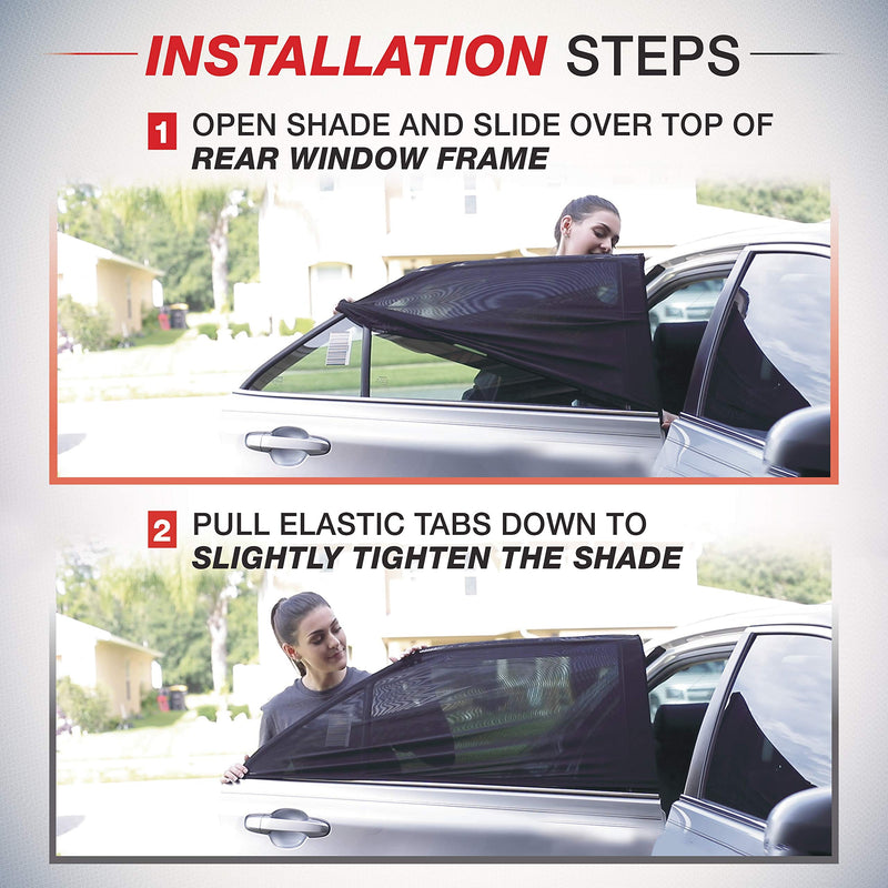  [AUSTRALIA] - EcoNour Window Sunshade Breathable Mesh for Backseat| Protects Your Baby and Older Kids from Sun| Used as Mosquito and Bug Protection net for Your car| Rear Side Window Shade Fits Most Cars (2 Pack)