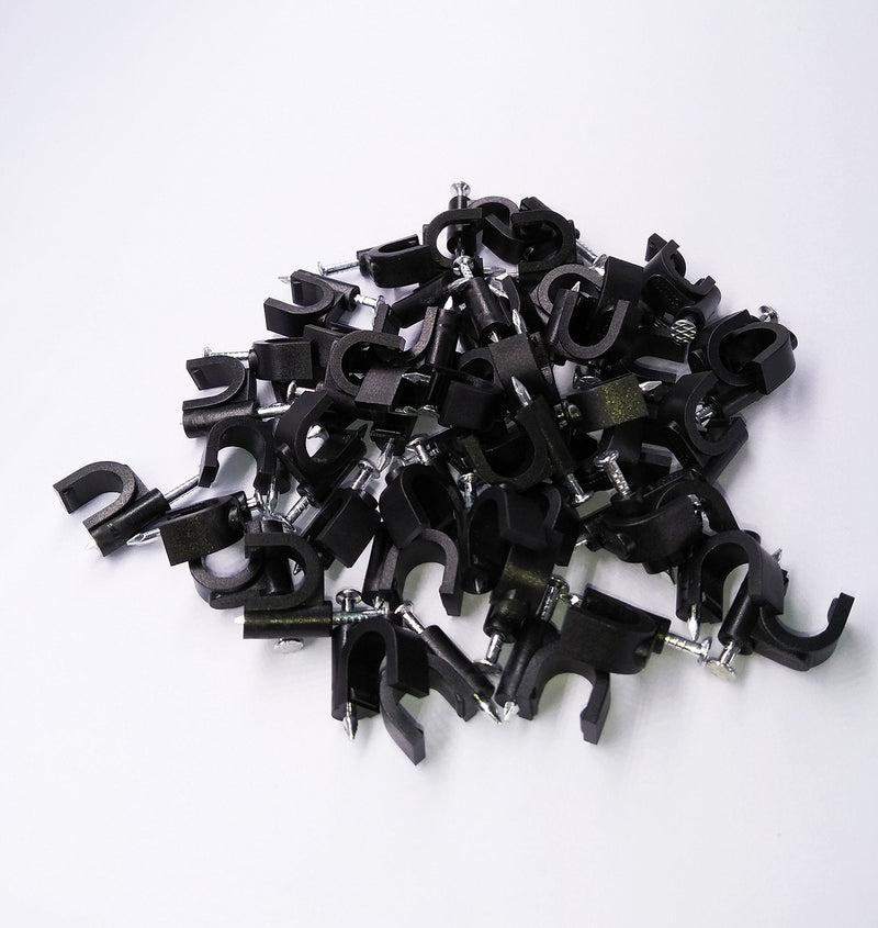  [AUSTRALIA] - 100 Pack Nail in Cable Clips Ethernet Cable Nails Tacks Clips 8mm for Electrical, Ethernet, Dish Wire, Coax Cable, RG6, RG59, CAT6, RJ45 Cable,Black