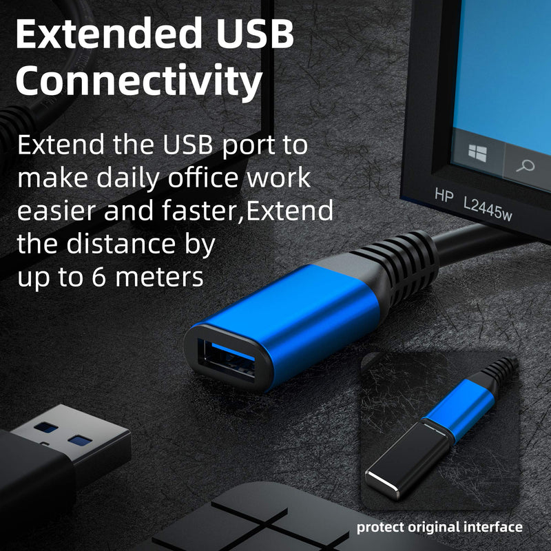  [AUSTRALIA] - USB 3.0 Extension Cable 10ft, Weetcoocm Durable Braided USB 3.0 Extension Cable - A-Male to A-Female for USB Flash Drive, Card Reader, Hard Drive, Keyboard,Mouse,Playstation, Xbox, Printer, Camera