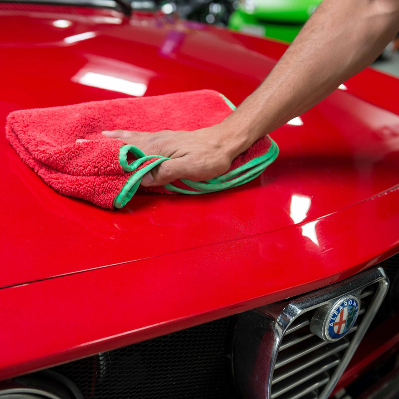  [AUSTRALIA] - Chemical Guys MIC99703 16" x 24" Fluffer Miracle Supra Mircofiber Towel Red/Green Trim (Pack of 3)