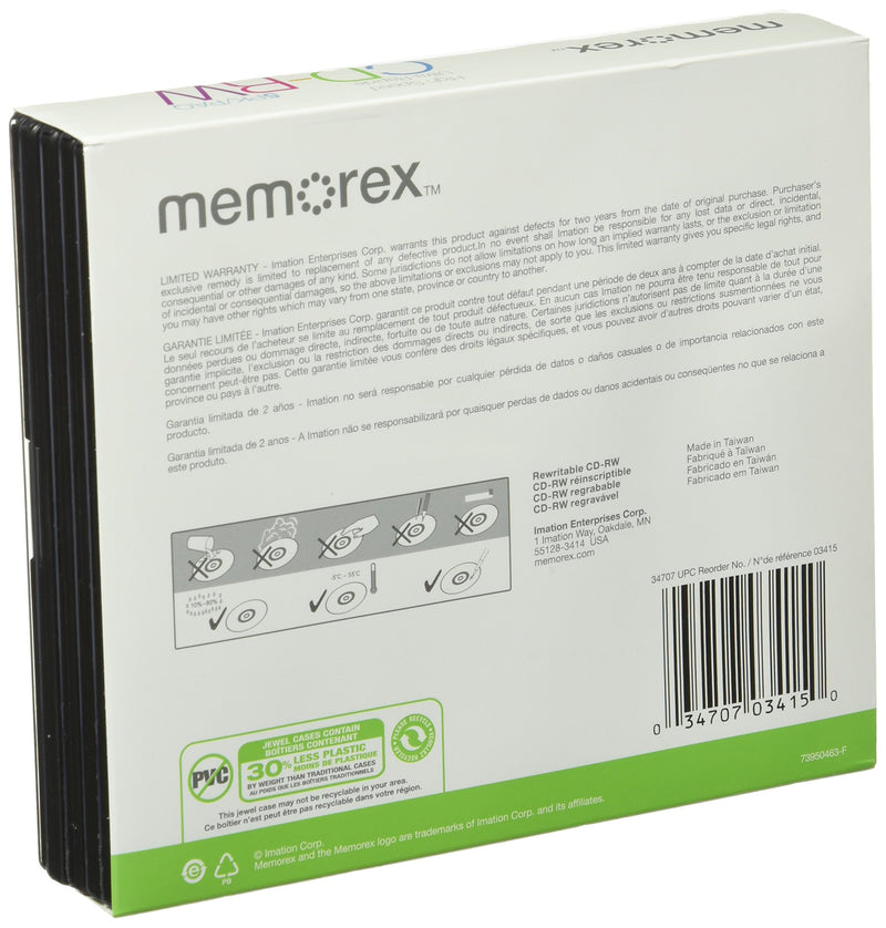 Memorex 32020022409 8x-12x CD-RW Media (5-Pack with Slim Jewel Cases) - LeoForward Australia