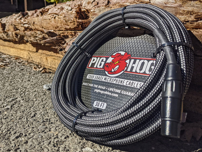  [AUSTRALIA] - Pig Hog PHM20BKW Black/White Woven High Performance XLR Microphone Cable, 20 Feet 20 ft.
