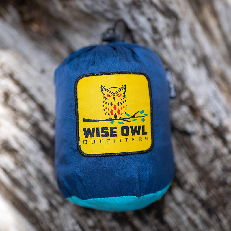  [AUSTRALIA] - Wise Owl Outfitters Hammock Camping Double & Single with Tree Straps - USA Based Hammocks Brand Gear, Indoor Outdoor Backpacking Survival & Travel, Portable Navy Blue & Light Blue 1 Person