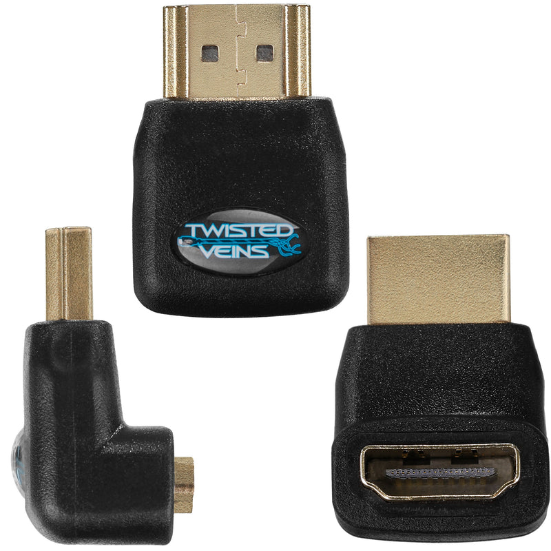 Twisted Veins ACHLA3 Three (3) Pack of HDMI 270 Degree/Right Angle Connectors/Adapters 270 Degree, 3 Pack - LeoForward Australia